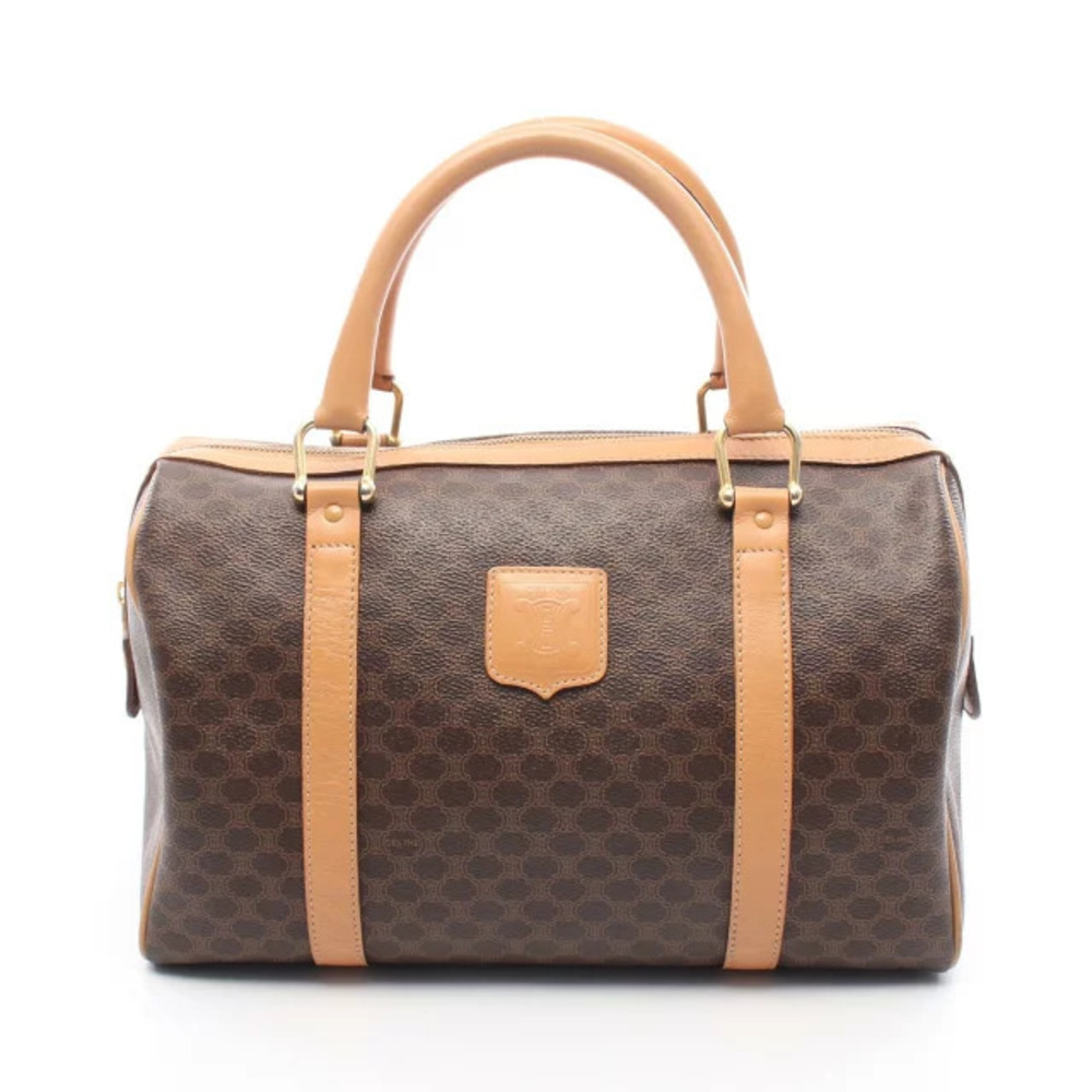 Celine Macadam Tote Bag Canvas Leather Brown